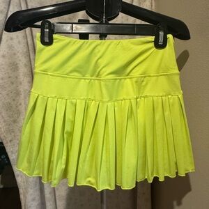 Neon Yellow Pleated Tennis Skirt
